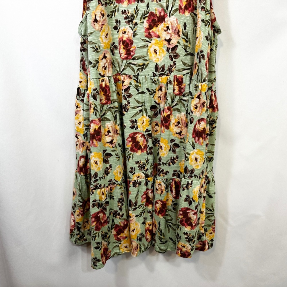 Torrid‎ Super Soft Plus Size 3X Tank Top Green Floral Tiered Babydoll Swing 467 - Picture 7 of 10